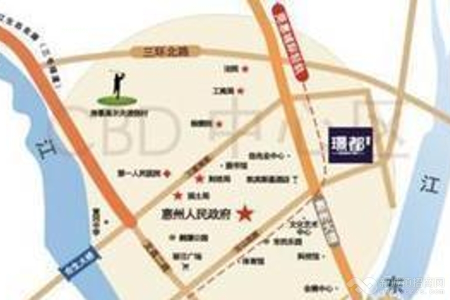 惠城区江北唯一商住地块出售 证件齐全 即可开发 大路边实景图